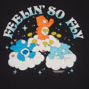 CARE BEARS FEELIN SO FLY HANGING ON CLOUDS - MEDIUM BLACK T-SHIRT L148